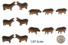 Load image into Gallery viewer, 12pcs Miniature Hippo Figures, 1:87 HO Scale Model Railway Scenery, Diorama Animals