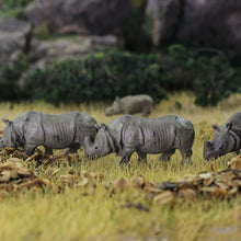 Load image into Gallery viewer, 12 pcs Miniature Rhinoceros Wild Animal 1:87 Figures HO Scale Models Toys Landscape Garden Scenery Layout Scene Accessories Diorama Supplies