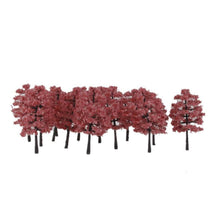 Load image into Gallery viewer, 20 pcs Miniature Red Maple Tree Models Train Railway Accessories Forest Fairy Garden Landscape Terrarium Diorama Craft Supplies