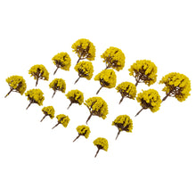Load image into Gallery viewer, 20 pcs Miniature Flowering Yellow Tree Models Train Railway Accessories Forest Fairy Garden Landscape Terrarium Diorama Craft Supplies
