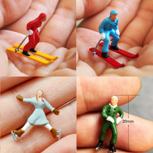 Load image into Gallery viewer, Miniature Ice Skater Skier Ski Sports People 1:87 Figures HO Scale Models Building Landscape Scene Accessories Diorama Supplies