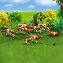 Load image into Gallery viewer, 36pcs Miniature Brown Dairy Cow Figures 1:87 Scale, Model Train Scenery Diorama Supplies