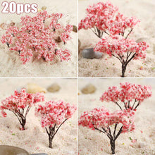 Load image into Gallery viewer, 20 pcs Miniature Sakura Cherry Blossom Tree Models Train Railway Accessories Forest Fairy Garden Landscape Terrarium Diorama Craft Supplies