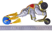 Load image into Gallery viewer, Vintage Elephant on Bike Ball & Tassels Spin 26cm Retro Clockwork Wind Up Tin Toy Collectible