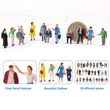 Load image into Gallery viewer, 30pcs Miniature People Figures HO Scale 1:87 Standing & Sitting Passenger Models for Train Layouts, Dioramas, Scenery Crafts
