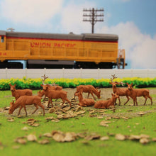Load image into Gallery viewer, 12 pcs Miniature Deer Animal 1:87 Figures HO Scale Models Toys Landscape Garden Scenery Layout Scene Accessories Diorama Supplies