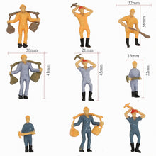 Load image into Gallery viewer, 15pcs Miniature Railway Worker Figures 1:50 Scale for Diorama Scenery Craft Supplies
