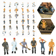 Load image into Gallery viewer, 15pcs Miniature Railway Worker Figures 1:50 Scale for Diorama Scenery Craft Supplies