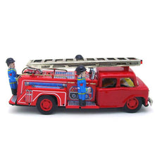 Load image into Gallery viewer, MF718 Vintage Fire Engine Truck Ladder Vehicle Friction with Siren Tin Toy Collectible