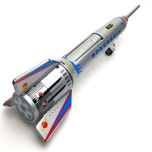 Load image into Gallery viewer, MS378 Spaceship Skyexpress Friction Powered Rocket Ship Retro Tin Toy Collectible