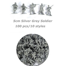 Load image into Gallery viewer, 100 pcs Classic WWII Military Plastic Toy Soldiers Army Men 5cm Figures 10 Poses (Choose Color)