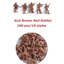Load image into Gallery viewer, 100 pcs Classic WWII Military Plastic Toy Soldiers Army Men 5cm Figures 10 Poses (Choose Color)