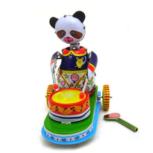 Load image into Gallery viewer, MS565 Circus Panda Drumming Animal Retro Clockwork Wind Up Tin Toy Collectible