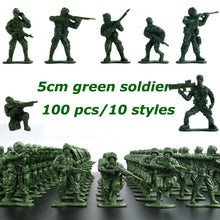 Load image into Gallery viewer, 100 pcs Classic WWII Military Plastic Toy Soldiers Army Men 5cm Figures 10 Poses (Choose Color)