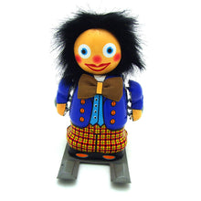 Load image into Gallery viewer, MS414 Vintage Happy Snow Skier Retro Clockwork Wind Up Tin Toy Collectible
