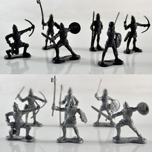 Load image into Gallery viewer, 28 pcs Classic Medieval Warfare Knights Horses Middle Ages Warriors Plastic Toy Soldiers Figures Set