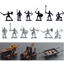 Load image into Gallery viewer, 14 pcs Classic Medieval Warfare Knights Catapult Crossbow Middle Ages Warriors Plastic Toy Soldiers Figures Set