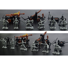 Load image into Gallery viewer, 14 pcs Classic Medieval Warfare Knights Catapult Crossbow Middle Ages Warriors Plastic Toy Soldiers Figures Set