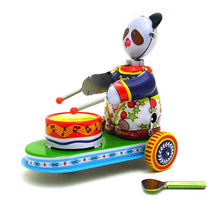 Load image into Gallery viewer, MS565 Circus Panda Drumming Animal Retro Clockwork Wind Up Tin Toy Collectible
