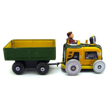 Load image into Gallery viewer, MS511 Vintage European Tractor Wagon Vehicle Clockwork Wind Up Tin Toy Collectible