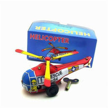 Load image into Gallery viewer, MS653 Vintage Mini Rescue Helicopter Retro Clockwork Wind Up Tin Toy Collectible