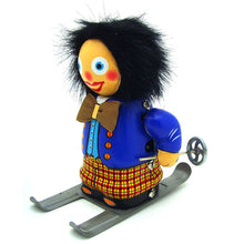 Load image into Gallery viewer, MS414 Vintage Happy Snow Skier Retro Clockwork Wind Up Tin Toy Collectible