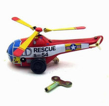 Load image into Gallery viewer, MS653 Vintage Mini Rescue Helicopter Retro Clockwork Wind Up Tin Toy Collectible