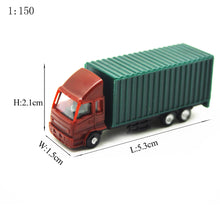 Load image into Gallery viewer, 5 pcs Miniature Container Truck Vehicle 1:150 Transport Lorry Car N Scale Model Toy Landscape Building Scenery Accessories Diorama Supplies
