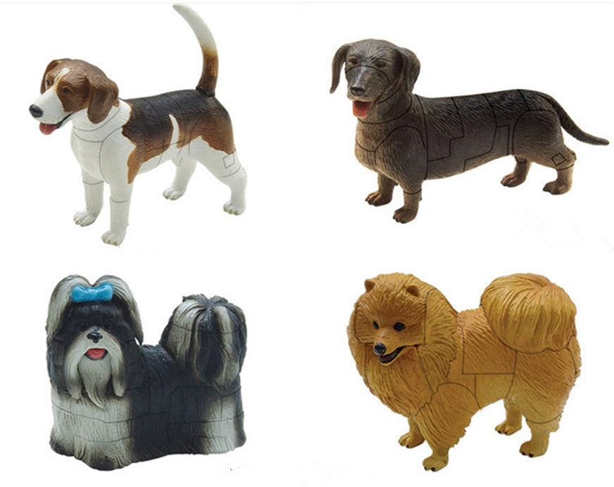 Set of 4 Cute Dogs Part II 4D 3D Animal Puzzle Model DIY Educational T –  e-Toyer