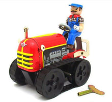 Load image into Gallery viewer, MS356 Vintage Farm Tractor with Farmer Retro Clockwork Wind Up Tin Toy Collectible