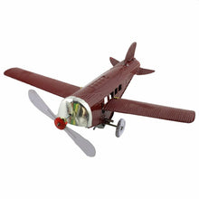 Load image into Gallery viewer, Vintage Red Folding Wing Airplane Plane Retro Clockwork Wind Up Tin Toy Collectible