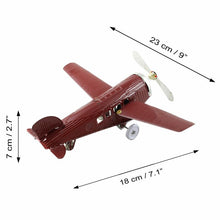 Load image into Gallery viewer, Vintage Red Folding Wing Airplane Plane Retro Clockwork Wind Up Tin Toy Collectible