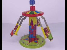 Load and play video in Gallery viewer, MM101 Rotary Bear Carrousel Spinnning Top Retro Push Pull Action Spins Tin Toy Collectible