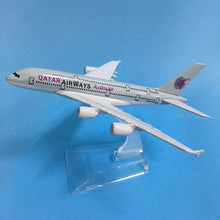 Load image into Gallery viewer, QATAR Airways Airbus A380 Airplane 16cm DieCast Plane Model