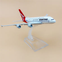 Load image into Gallery viewer, Qantas Airways Australia Airlines Airbus A380 Airplane 16cm Diecast Plane Model