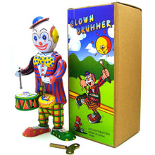Load image into Gallery viewer, MS363 Vintage Circus Clown Drummer Robot Retro Clockwork Wind Up Tin Toy Collectible