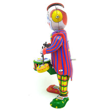 Load image into Gallery viewer, MS363 Vintage Circus Clown Drummer Robot Retro Clockwork Wind Up Tin Toy Collectible