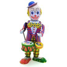 Load image into Gallery viewer, MS363 Vintage Circus Clown Drummer Robot Retro Clockwork Wind Up Tin Toy Collectible