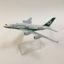Load image into Gallery viewer, EVA Air Airbus A380 Airplane 16cm DieCast Plane Model (Choose Color)