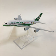 Load image into Gallery viewer, EVA Air Airbus A380 Airplane 16cm DieCast Plane Model (Choose Color)