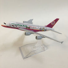 Load image into Gallery viewer, EVA Air Airbus A380 Airplane 16cm DieCast Plane Model (Choose Color)
