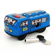 Load image into Gallery viewer, Vintage Mini Police Blue Car Model Retro Clockwork Wind Up Tin Toy Collectible