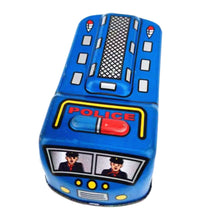 Load image into Gallery viewer, Vintage Mini Police Blue Car Model Retro Clockwork Wind Up Tin Toy Collectible