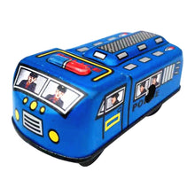Load image into Gallery viewer, Vintage Mini Police Blue Car Model Retro Clockwork Wind Up Tin Toy Collectible