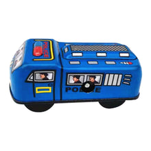 Load image into Gallery viewer, Vintage Mini Police Blue Car Model Retro Clockwork Wind Up Tin Toy Collectible