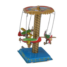 Load image into Gallery viewer, Vintage Airplanes Planes Merry Go Round Carousel Retro Wind Up Tin Toy Collectible