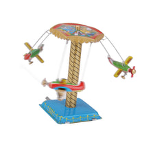 Load image into Gallery viewer, Vintage Airplanes Planes Merry Go Round Carousel Retro Wind Up Tin Toy Collectible