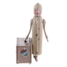 Load image into Gallery viewer, MS472 Vintage Traveller Suitcase Man Retro Clockwork Wind Up Tin Toy Collectible