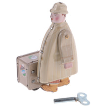 Load image into Gallery viewer, MS472 Vintage Traveller Suitcase Man Retro Clockwork Wind Up Tin Toy Collectible