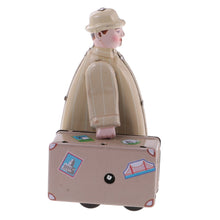 Load image into Gallery viewer, MS472 Vintage Traveller Suitcase Man Retro Clockwork Wind Up Tin Toy Collectible